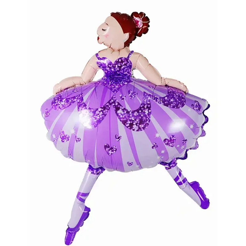 Ballet girl cartoon baby birthday first birthday party decorated with dancing princess aluminum-film balloons