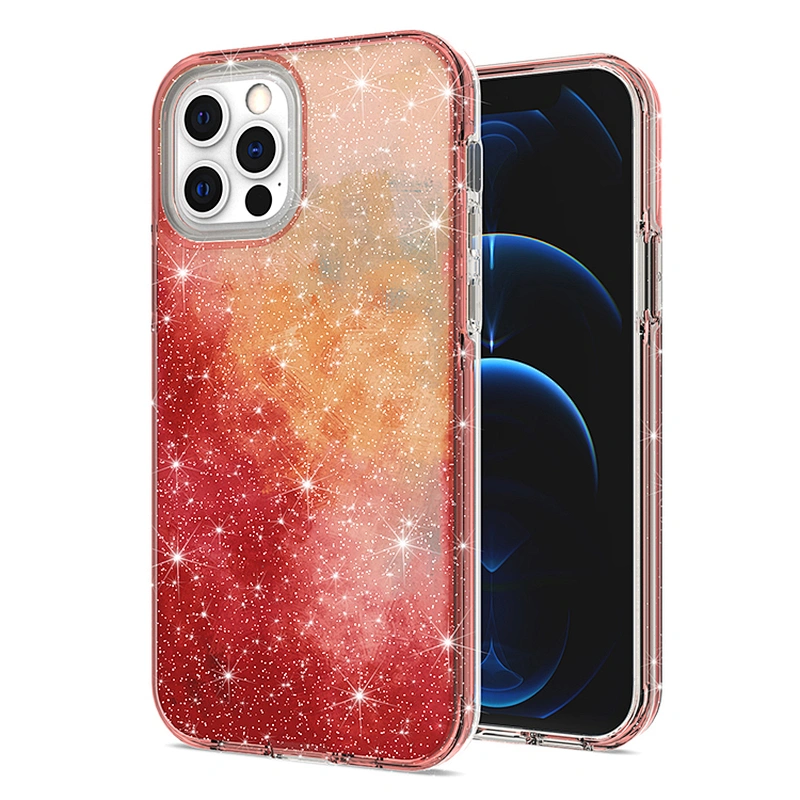 Luxury high relief custom printing glitter cell mobile phone cover case for IPhone 13 Pro Max 12S
