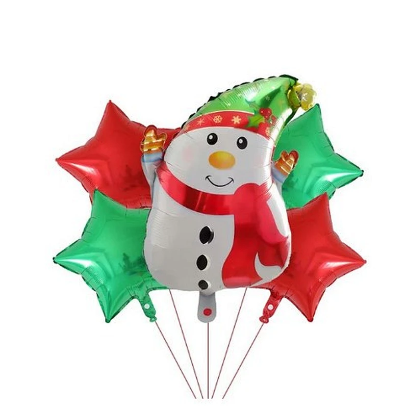5pcs Merry Christmas Foil Balloons Set Santa Claus Snowman Tree Stockings Bells Helium Globos New Year Xmas Party Decorations