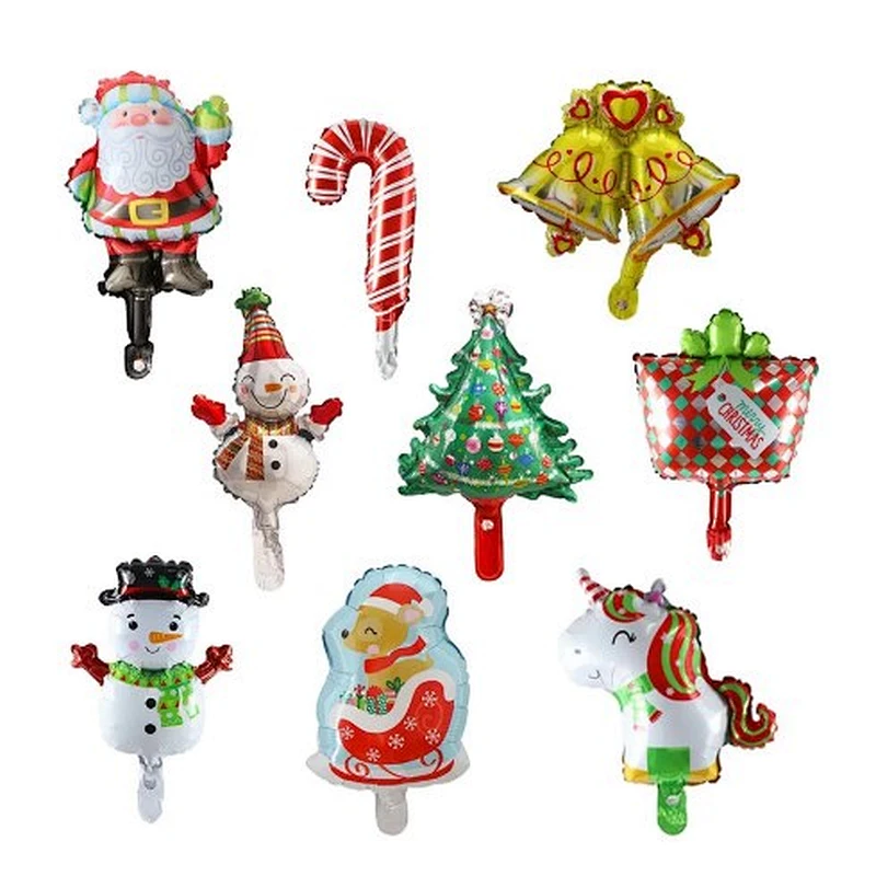 Hot sale mini Christmas decoration cartoon foil balloon Santa Claus Christmas tree socks children toy balloons