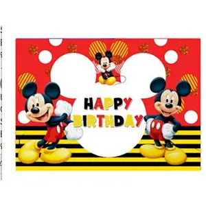 Cartoon Background Cloth Super Hero Mickey Minnie Boss Baby Theme Backdrop For Children Birthday Party Decoration Cloth