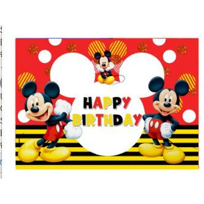 Cartoon Background Cloth Super Hero Mickey Minnie Boss Baby Theme Backdrop For Children Birthday Party Decoration Cloth