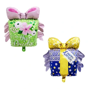 Wholesale Happy Birthday Gift Box Aluminum Film Balloon Knot Wedding Box Aluminum Foil Balloon Party Decoration