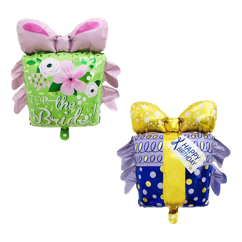 Wholesale Happy Birthday Gift Box Aluminum Film Balloon Knot Wedding Box Aluminum Foil Balloon Party Decoration