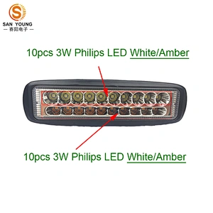 Amber white dual color Trailers LED Work Light Flashing Light 60W 6 inch