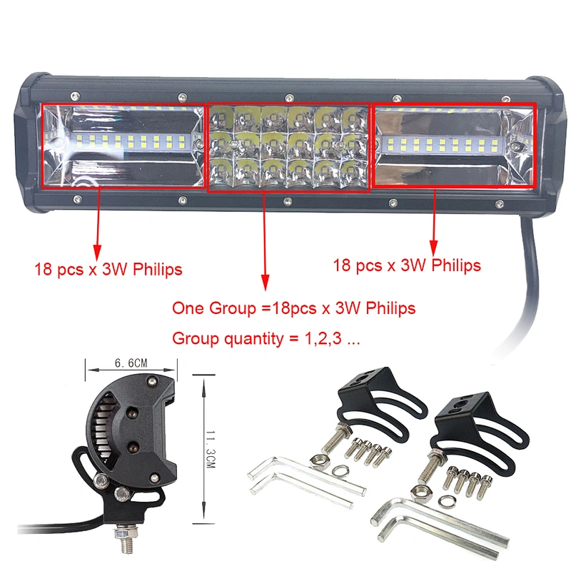 4X4 cars off road driving truck roof working Triple Row LED Light Bar 3 rows