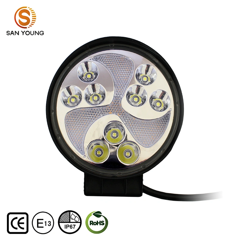 New design Trucks Round LED working light amber + white strobe light  for 4 inch trucks tractors work lamp