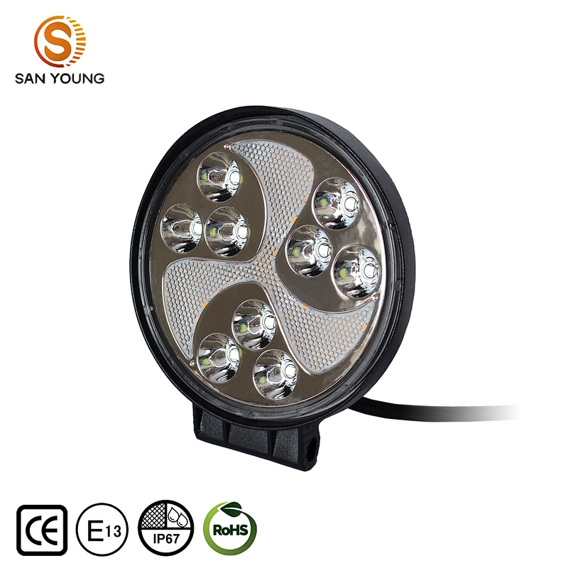 New design Trucks Round LED working light amber + white strobe light  for 4 inch trucks tractors work lamp