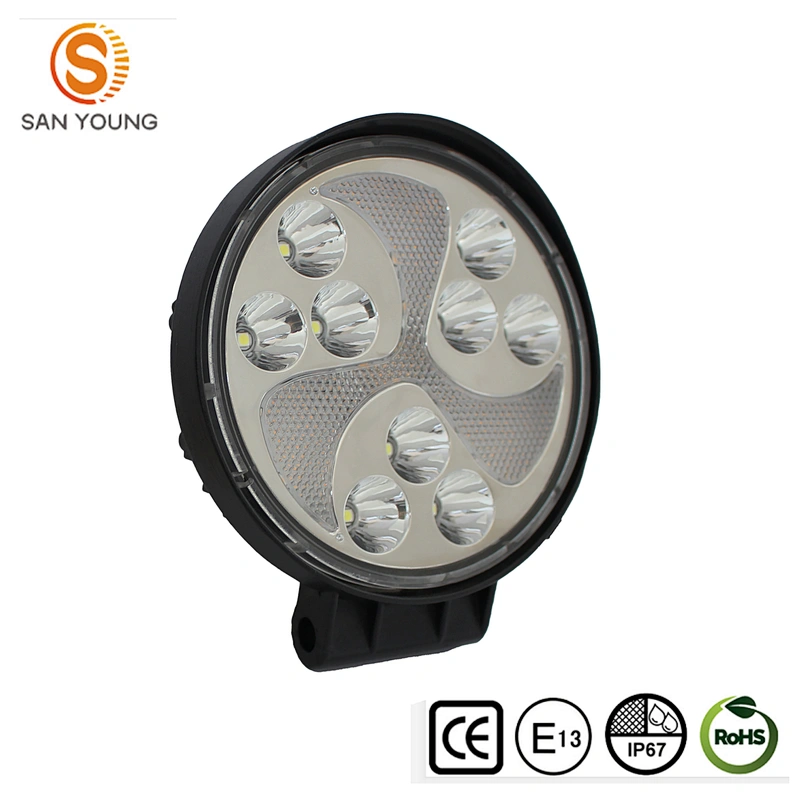 New design Trucks Round LED working light amber + white strobe light  for 4 inch trucks tractors work lamp