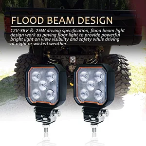 LED Fog Light Driving/Rear Light with DRL led car 3 Inch 25W Flood Beam LED Work Light Compatible with UTV ATV