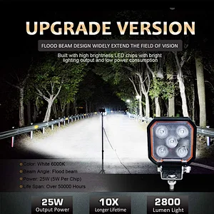 LED Fog Light Driving/Rear Light with DRL led car 3 Inch 25W Flood Beam LED Work Light Compatible with UTV ATV