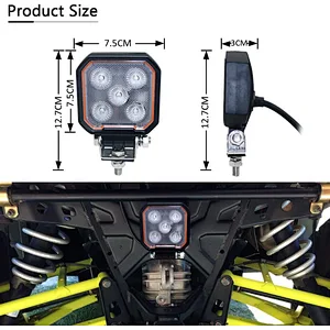 LED Fog Light Driving/Rear Light with DRL led car 3 Inch 25W Flood Beam LED Work Light Compatible with UTV ATV
