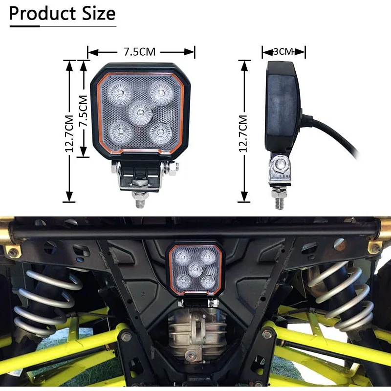 LED Fog Light Driving/Rear Light with DRL led car 3 Inch 25W Flood Beam LED Work Light Compatible with UTV ATV