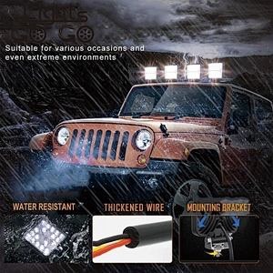 4 inch New LED led fog driving lights LED spots lights square for trucks tractors work light flash lamp 144W 12V 24V