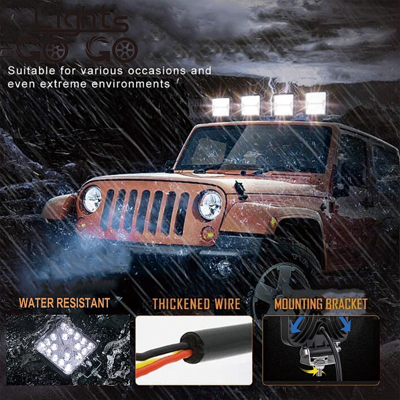 4 inch New LED led fog driving lights LED spots lights square for trucks tractors work light flash lamp 144W 12V 24V
