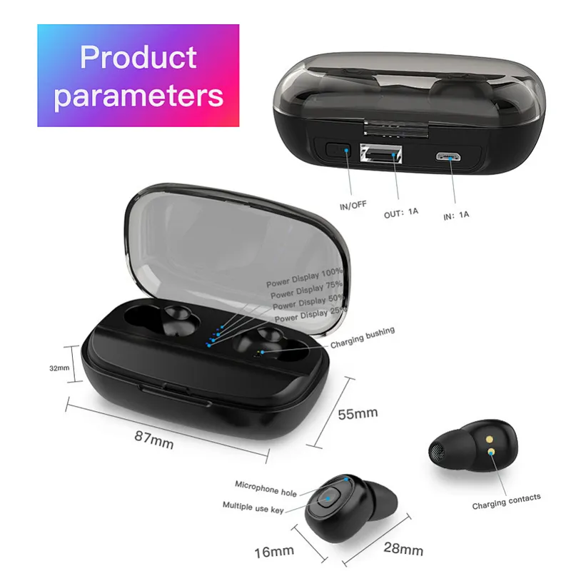 Super high capacity 3000mAh big battery TWS earbuds wireless earbuds luxury logo branded bluetoo earphones ear phon TWS