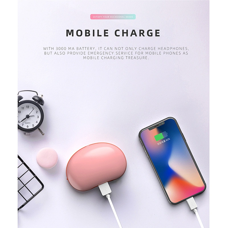 2020 new travel-friendly 3000mAh earbud case cute premium earbuds with power bank