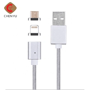 Newest wholesale 2 in 1 magnetic usb data cable for both iphone and android