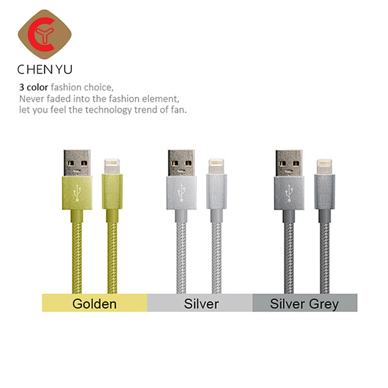 1m Colorful nylon braided smart mobile phone 8PIN usb charging cable