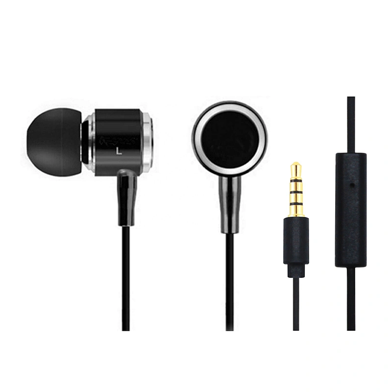 OEM logo brands dual mental headphone in-ear earphone 3.5mm wired stereo mini earphone with mic