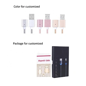 Newest wholesale 2 in 1 magnetic usb data cable for both iphone and android