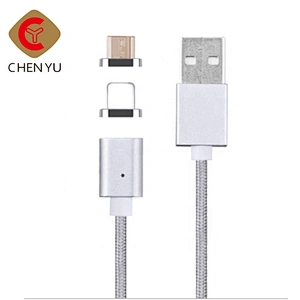 Newest wholesale 2 in 1 magnetic usb data cable for both iphone and android
