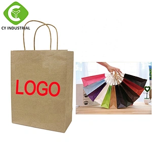 Customized Design Printed Kraft Paper Bags With Handlefor Food, Shopping, Merchandise, Gift Packaging
