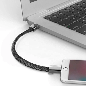 Wearable Data charge USB bracelet leather braided cable type C micro lightning charging cable wristlet style