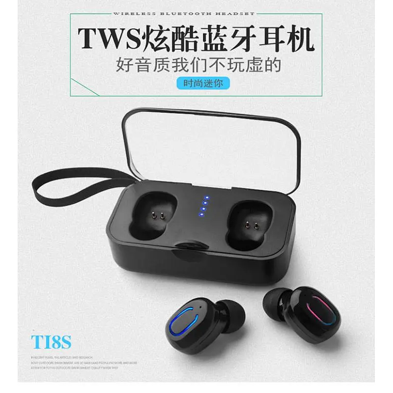 Custom printed wireless headphone TWS 5.0 earbud mini waterproof blue tooth sports earphone