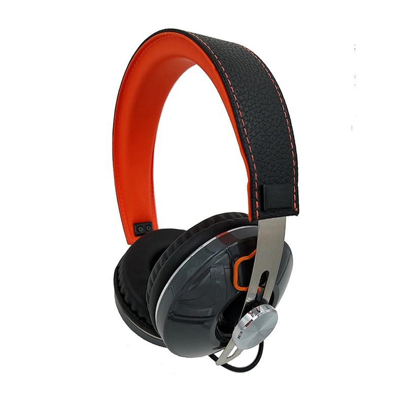 3.5mm plug stereo sound adjustable leather headband headset noise reduction wired on ear headphone