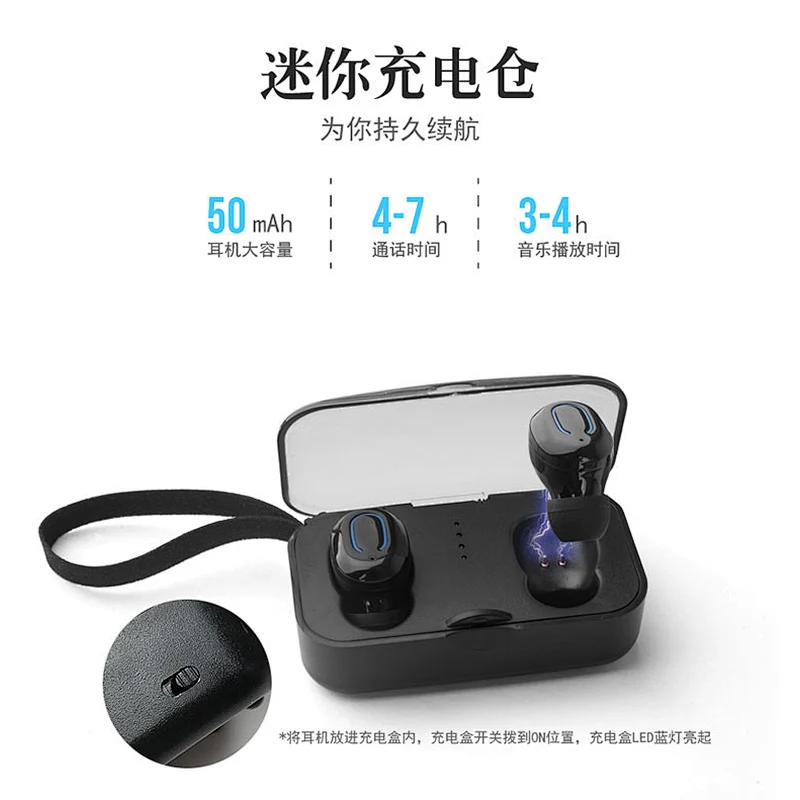 Custom printed wireless headphone TWS 5.0 earbud mini waterproof blue tooth sports earphone