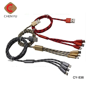 Competitive price nylon braided 3 in 1 fast charging data usb cable