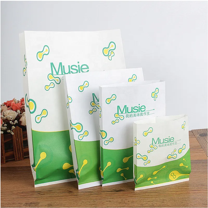 Food Grade Burger Wrapping Kraft Paper Bag , Greaseproof Paper Bag
