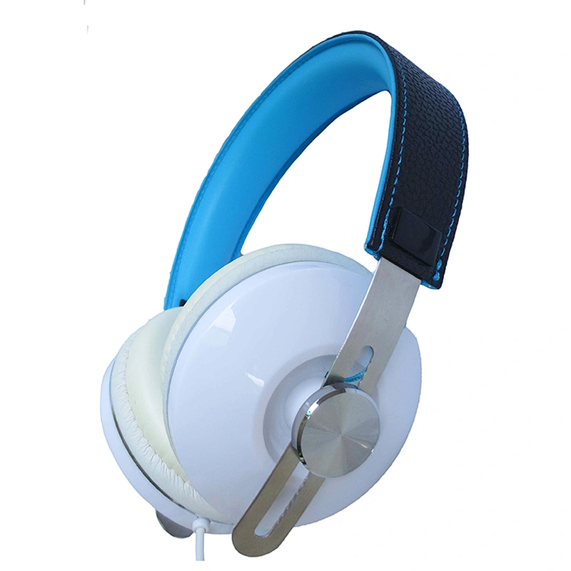 3.5mm plug stereo sound adjustable leather headband headset noise reduction wired on ear headphone