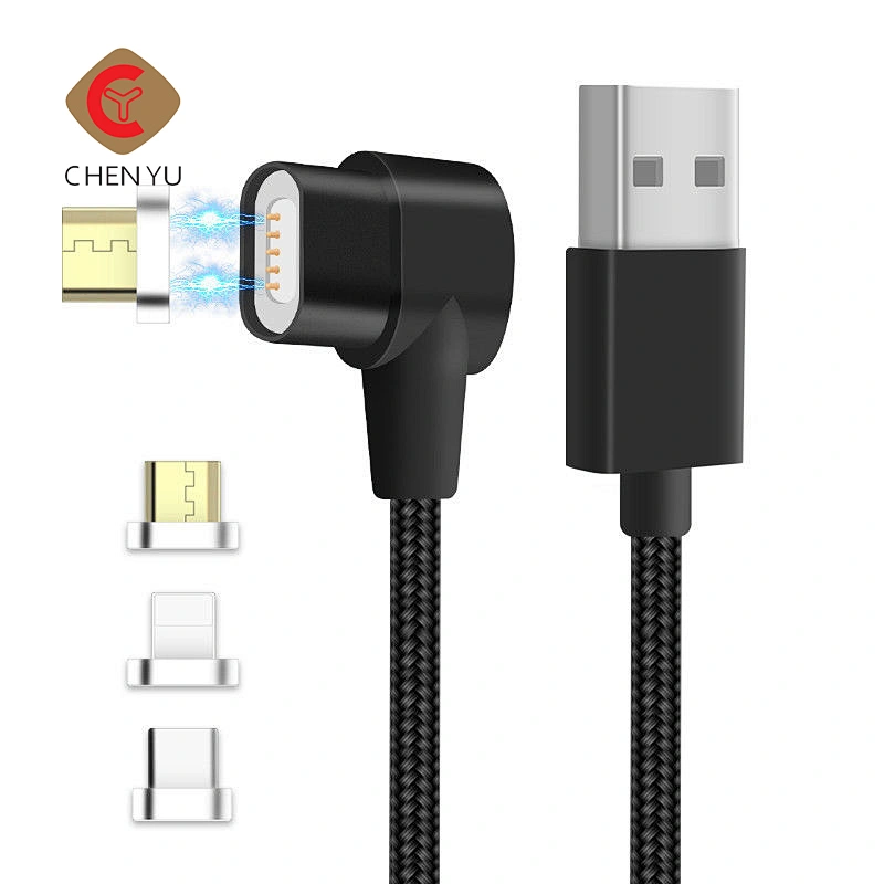 Newest product L-type 90 degrees multi universal 3-in-1 type c charging magnetic usb data cable