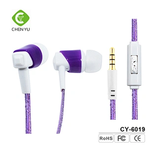 High Quality Deep Bass Flat Wired Plastic In-Ear Earbuds Handsfree Earphones With Mic