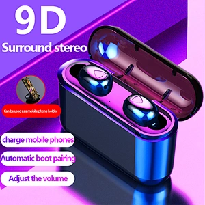 9D HI-FI 2020 New arrival LED 2000mAh power case tws wireless earphone earbuds waterproof ear buds wireless 5.0 headset pods