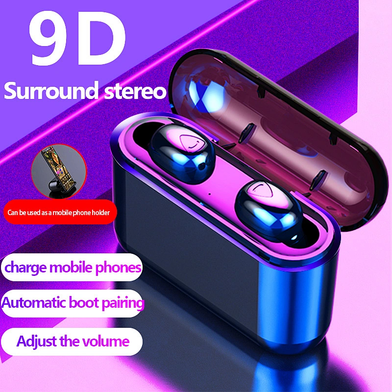 9D HI-FI 2020 New arrival LED 2000mAh power case tws wireless earphone earbuds waterproof ear buds wireless 5.0 headset pods