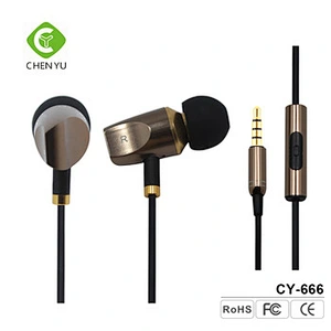 High quality metallic stereo in-ear wired earphone for mobile phone