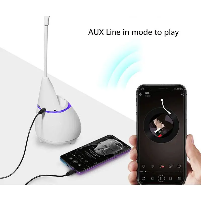 2020 New Home Office gadgets Portable Eye Caring Table Touch Lamp Flexible With Wireless Bluetooths Speaker