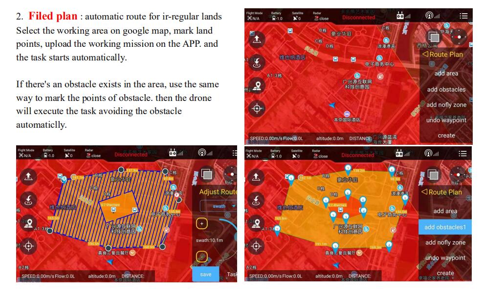 22kg agriculture drone drone filed plan
