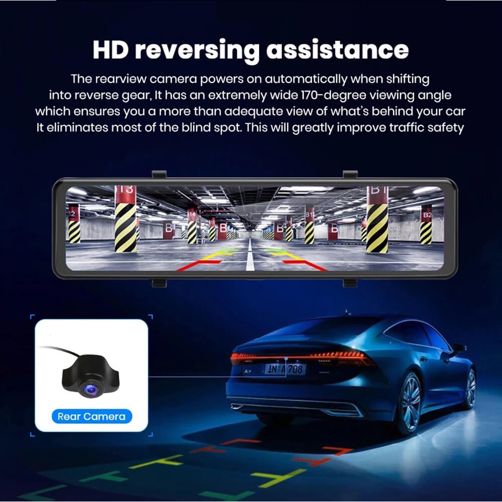 rearview dash camera reversing mirror car gps
