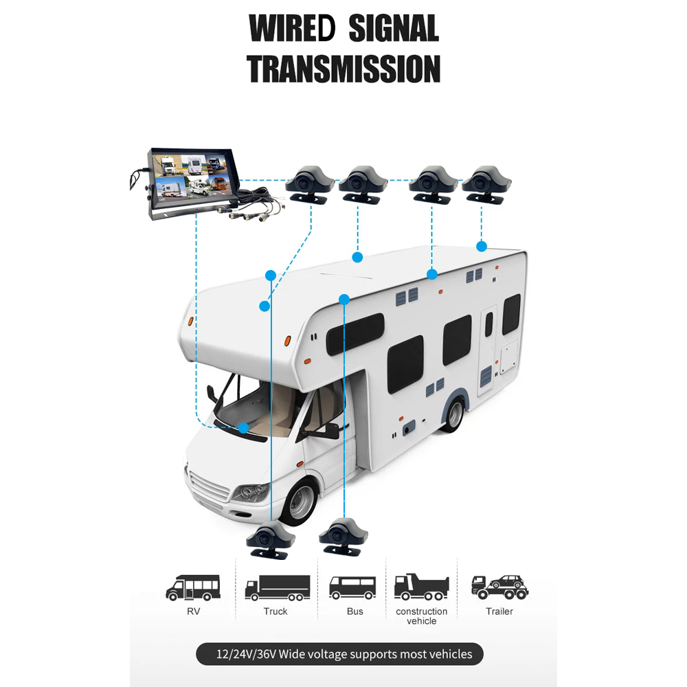6 channel monitor wired camera system