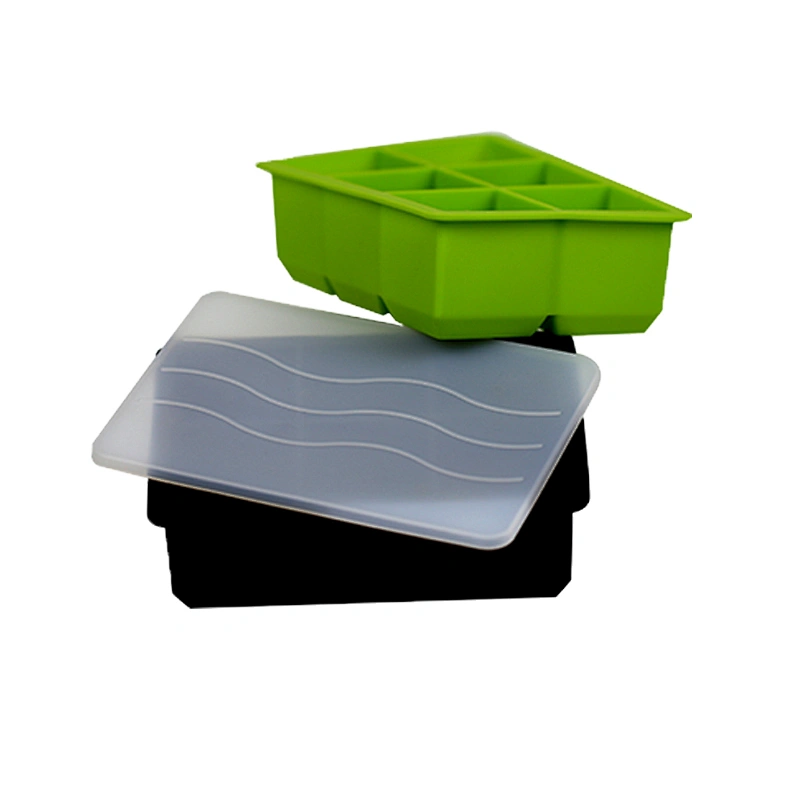 Factory 6 Blocks Ice Cube Silicone Ice Cube Tray Rectangle Ice Mould Maker