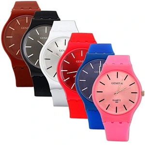 Fashion movement waterproof silicone big dial table watches. Lady jelly watch for female students