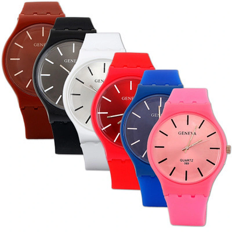 Fashion movement waterproof silicone big dial table watches. Lady jelly watch for female students