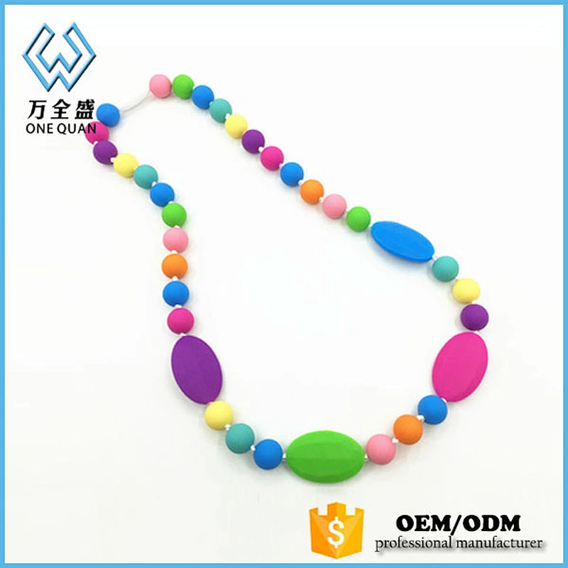 Onequan 2019 new wholesale products BPA free food grade teething necklace silicone for baby and mom