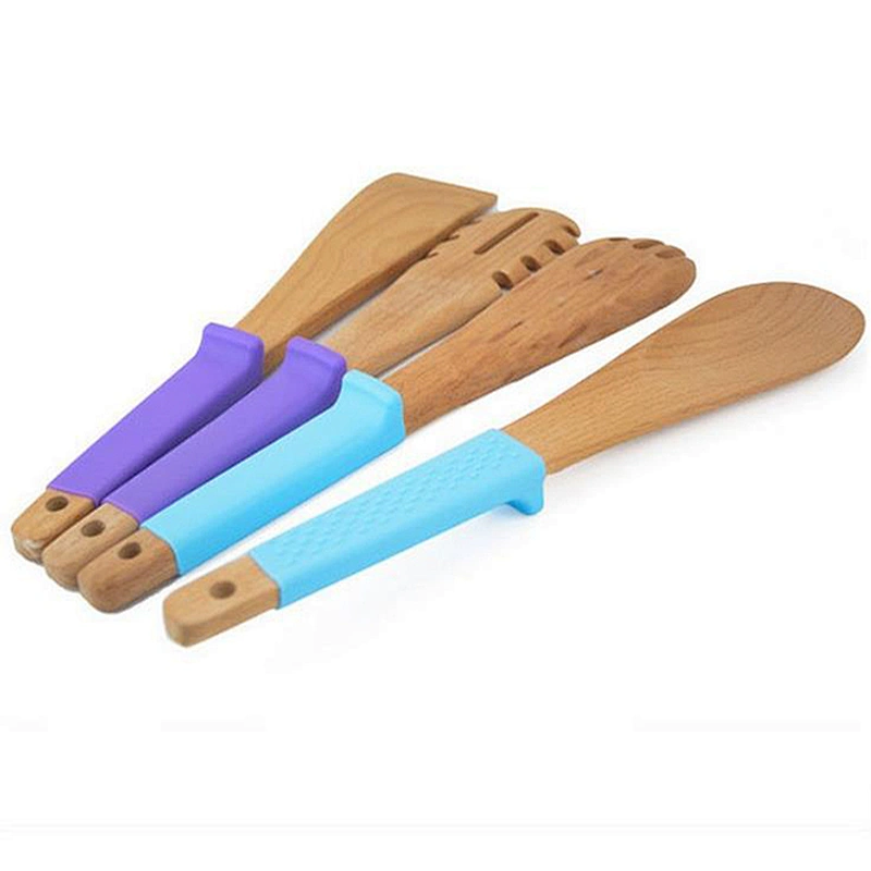 Wholesale Non-stick Baking Wooden Cooking Utensil /Silicone Handle kitchen tools