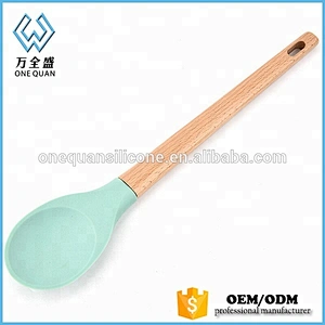 6-Piece solid wood silicon kitchen ware, wooden kitchen utensils