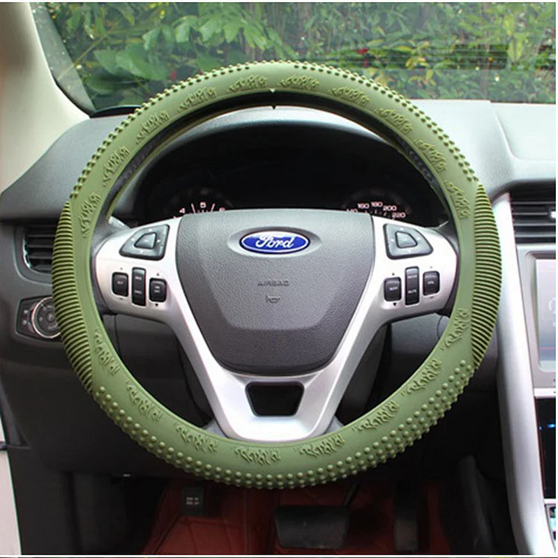 Steering Wheel Cover Auto Car Silicone Great Grip Anti-Slip Steering Cover for Diameter 36cm/38cm/40cm/14-15inch